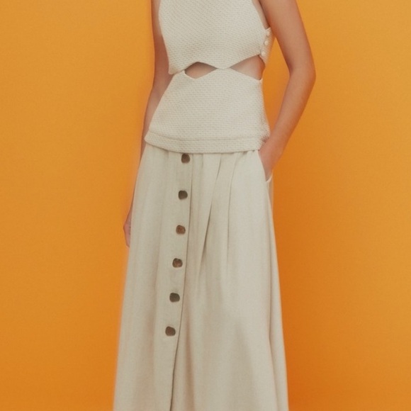 NORAH Dresses & Skirts - NORAH Brazilian Button Front Linen Midi Skirt Slow Fashion Women’s 6/8